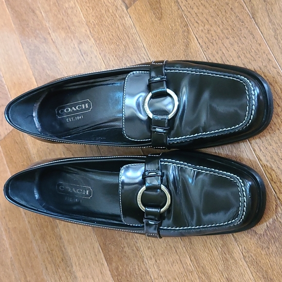 Coach sz 7 black Ines Spazzolato Block Heels - Picture 2 of 14